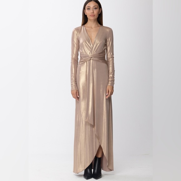 Patrizia Pepe Abido Dress Old Gold NWT Size 3 - Picture 2 of 12